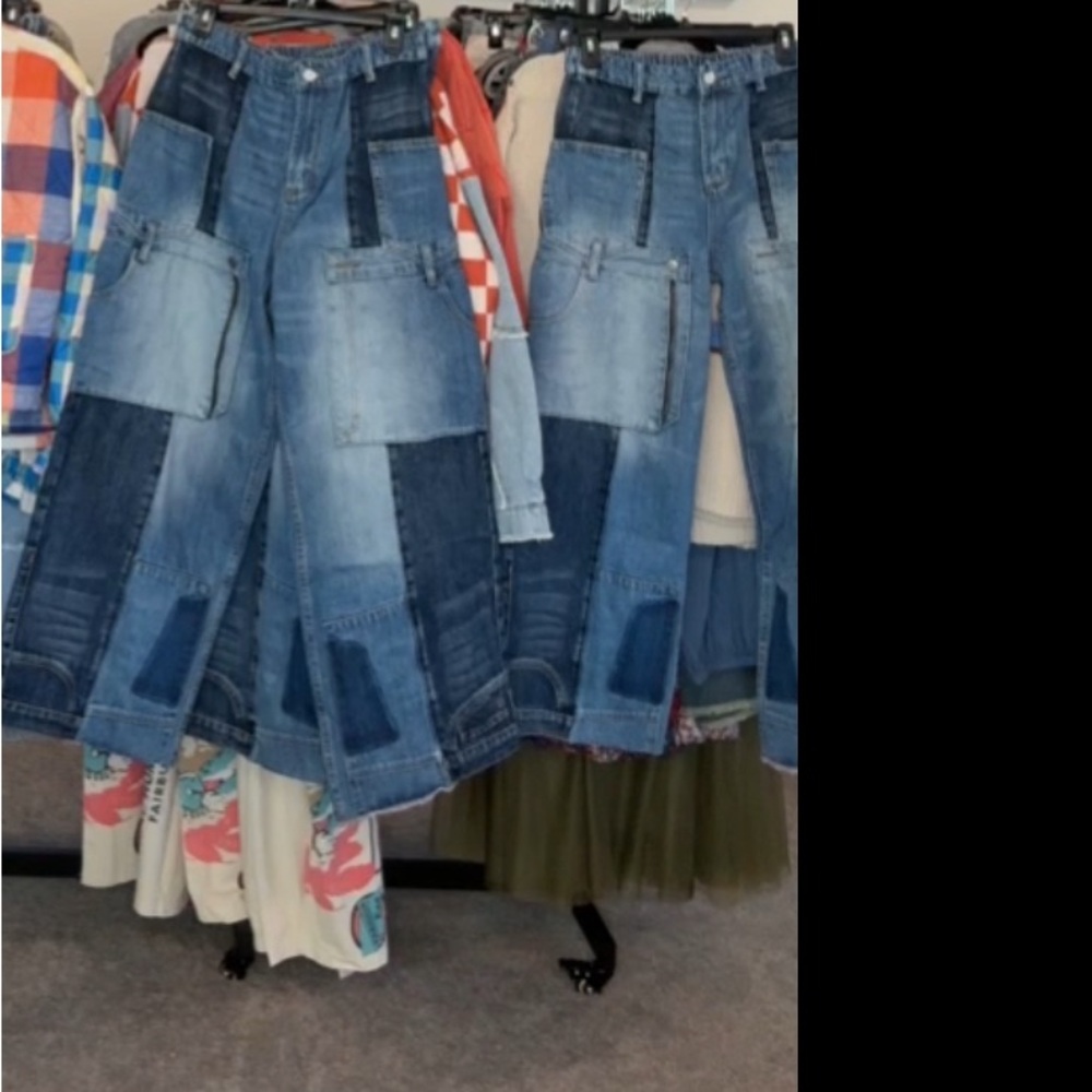 Ollie and Hali Upside Down Patchwork Denim Jeans - Picture 5 of 7